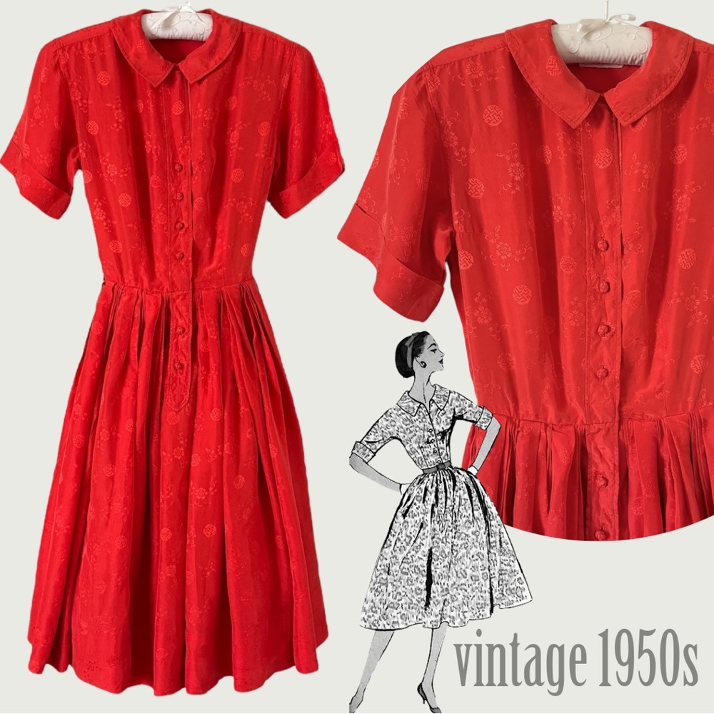 vintage 50s silk dress The Broadway Southern California size XS